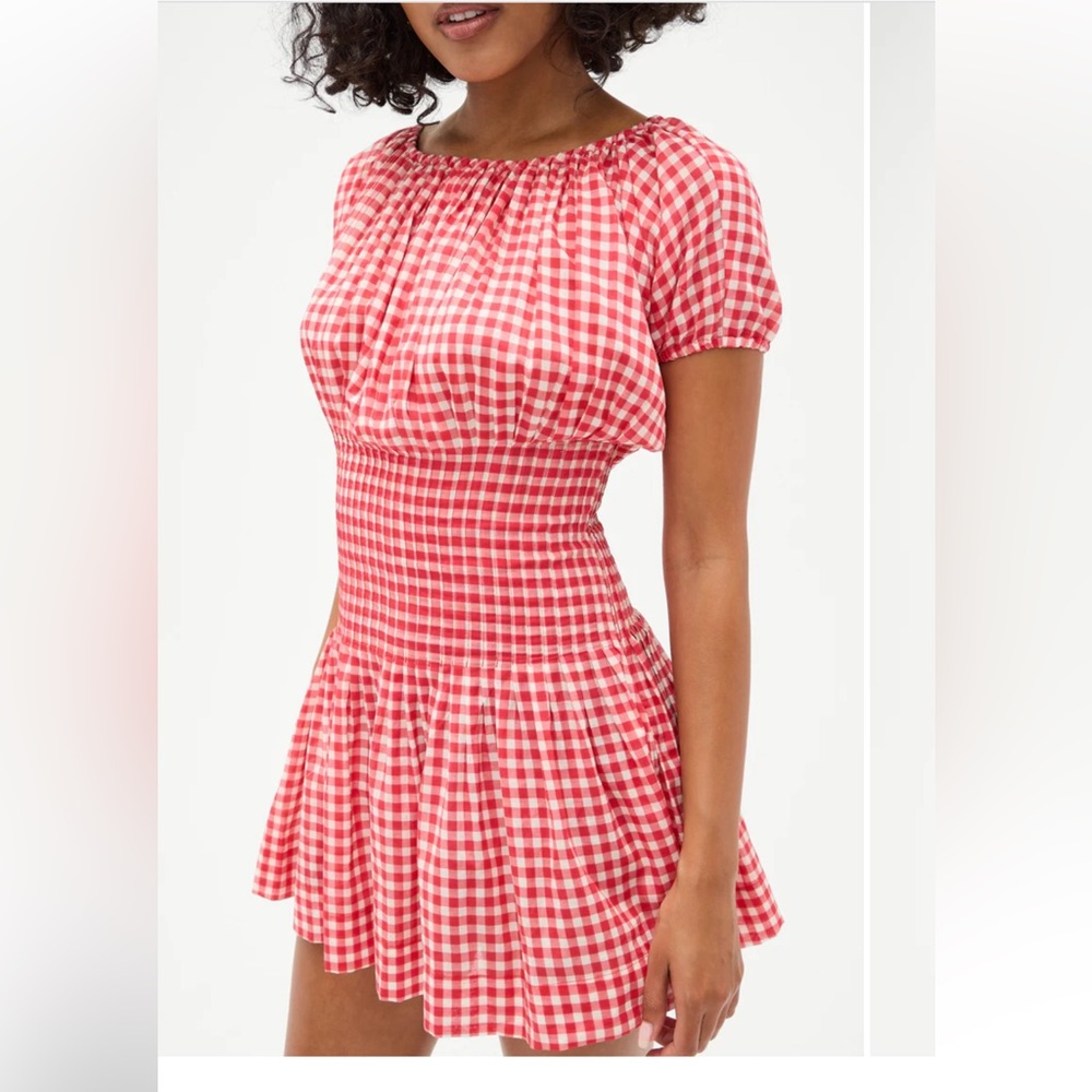 Frankie's Bikinis Red Checkered Mini Dress